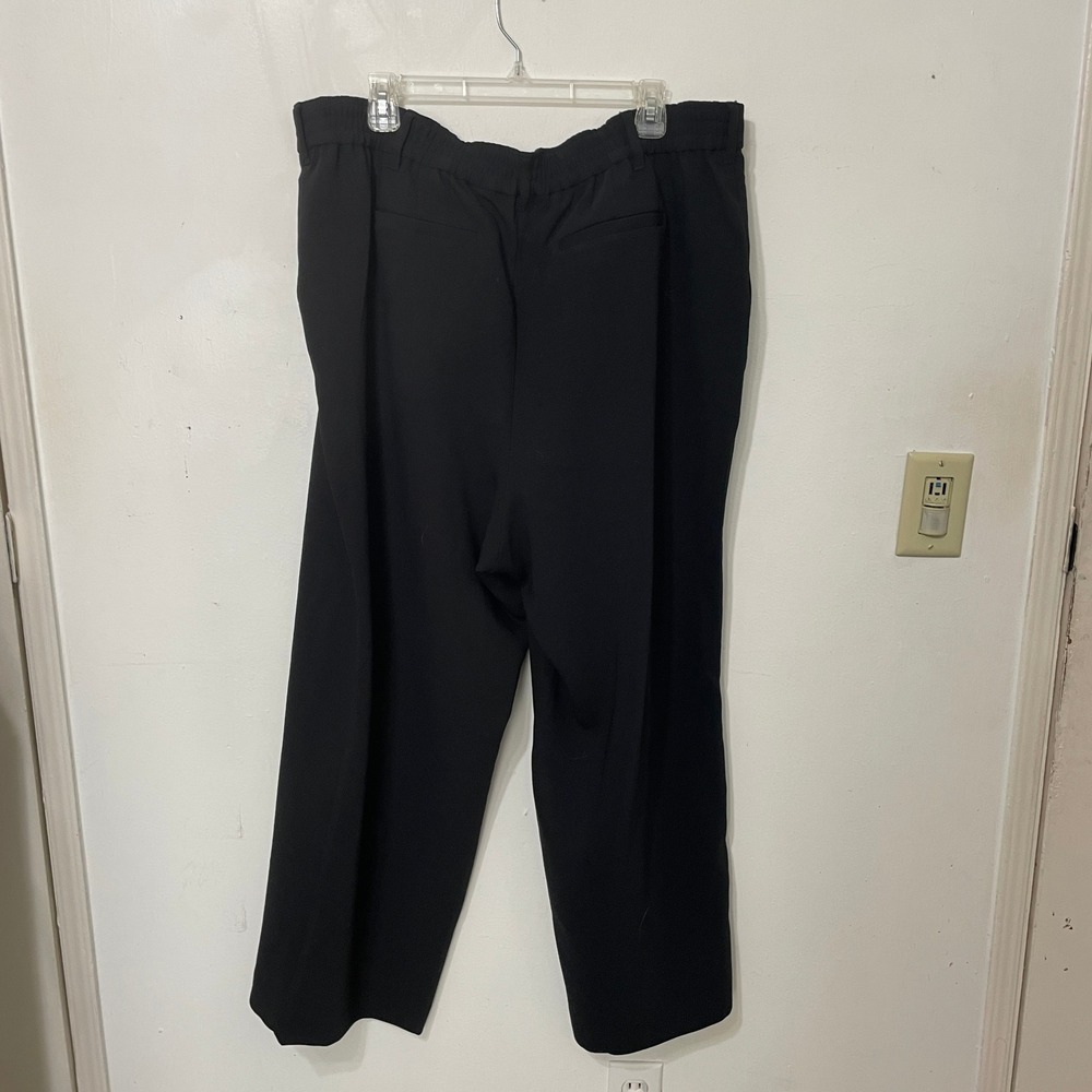 Lands End Black High Rise Wide Leg Trousers Elastic Waist Pants Womens 20W